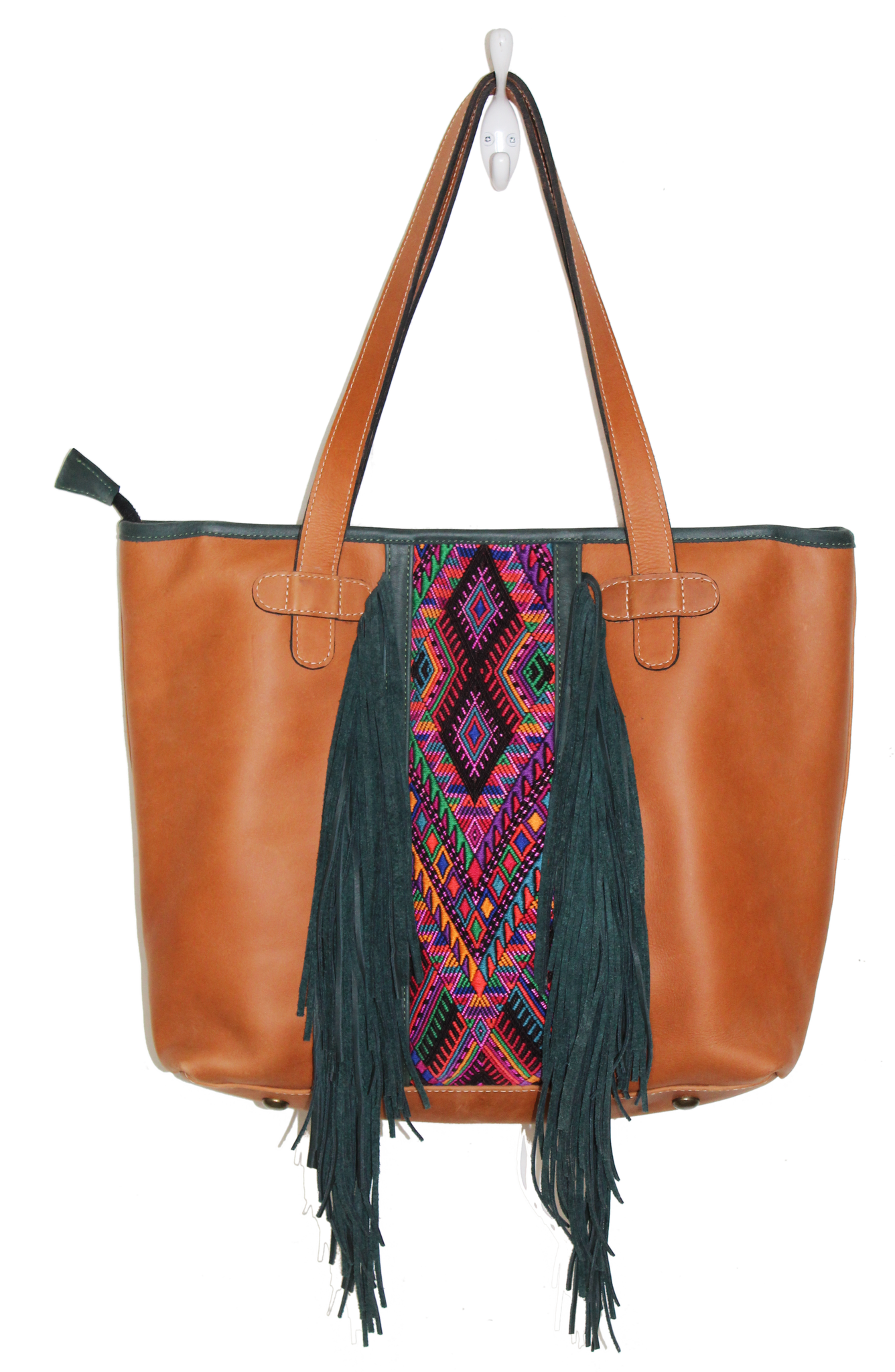 Huipil Luna Fringe Bag purse cross body suede tan